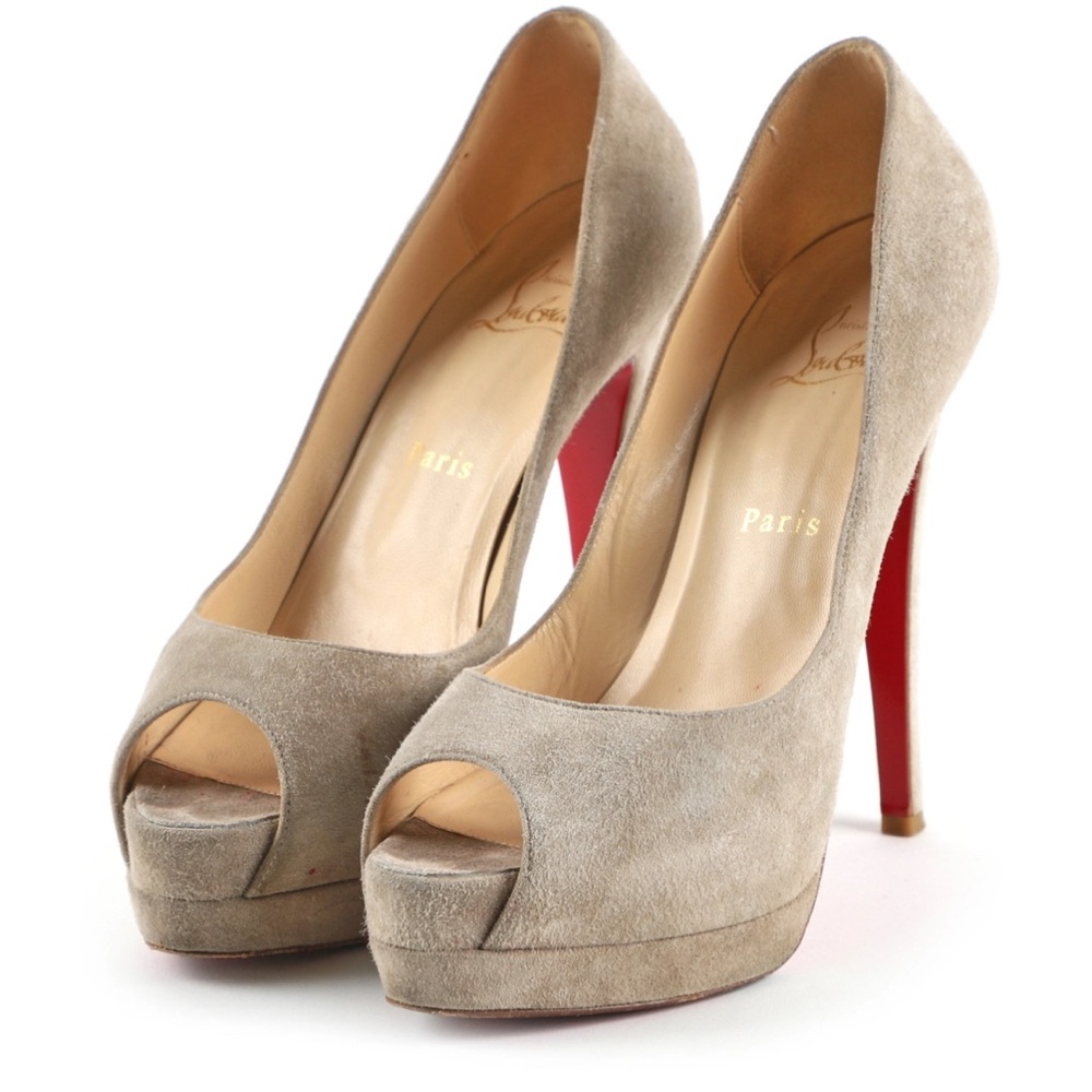 Christian Louboutin lady peep Elegant Beige Peep-Toe Heels size 38 US 8